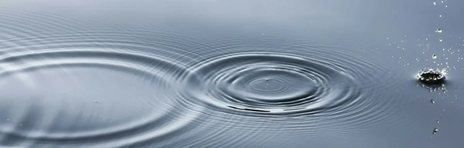 Wassertropfen erzeugt Kreise auf ruhiger Wasserfläche